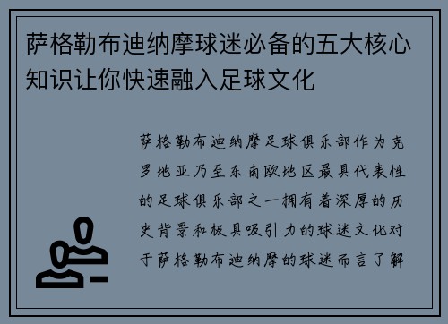 萨格勒布迪纳摩球迷必备的五大核心知识让你快速融入足球文化